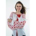 Boho Style Ukrainian Embroidered Folk  Blouse "Starry Sky" red on white